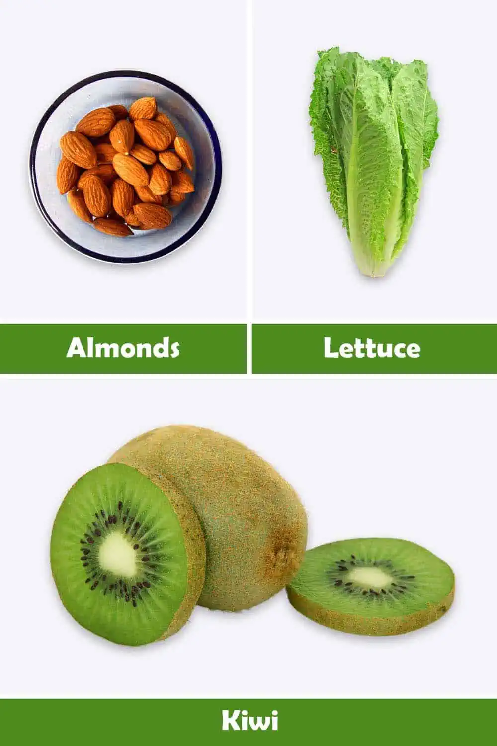 ALMONDS, LETTUCE AND KIWI