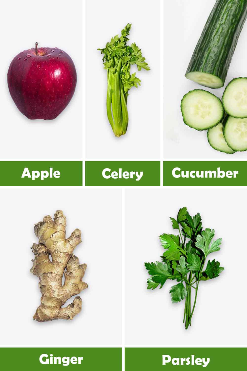 APPLE, CELERY, CUCUMBER, GINGER AND PARSLEY