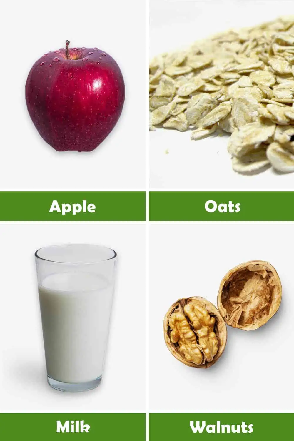 APPLE, OATS, MILK AND WALNUTS