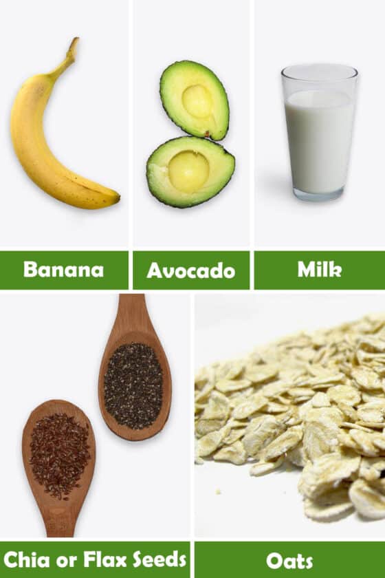 Oat, Banana, Avocado, Milk and Flax / Chia Smoothie (622 Kcal)