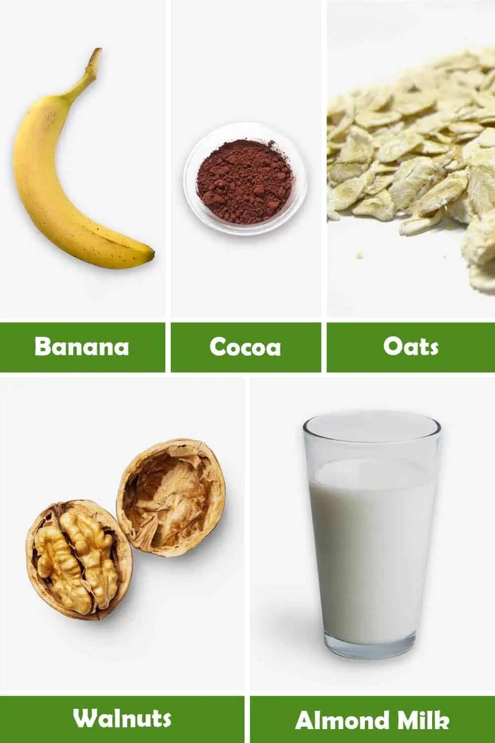 BANANA, COCOA, OATS, WALNUTS AND ALMOND MILK