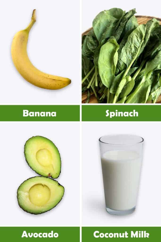 Banana, Spinach, Avocado and Coconut Milk Smoothie