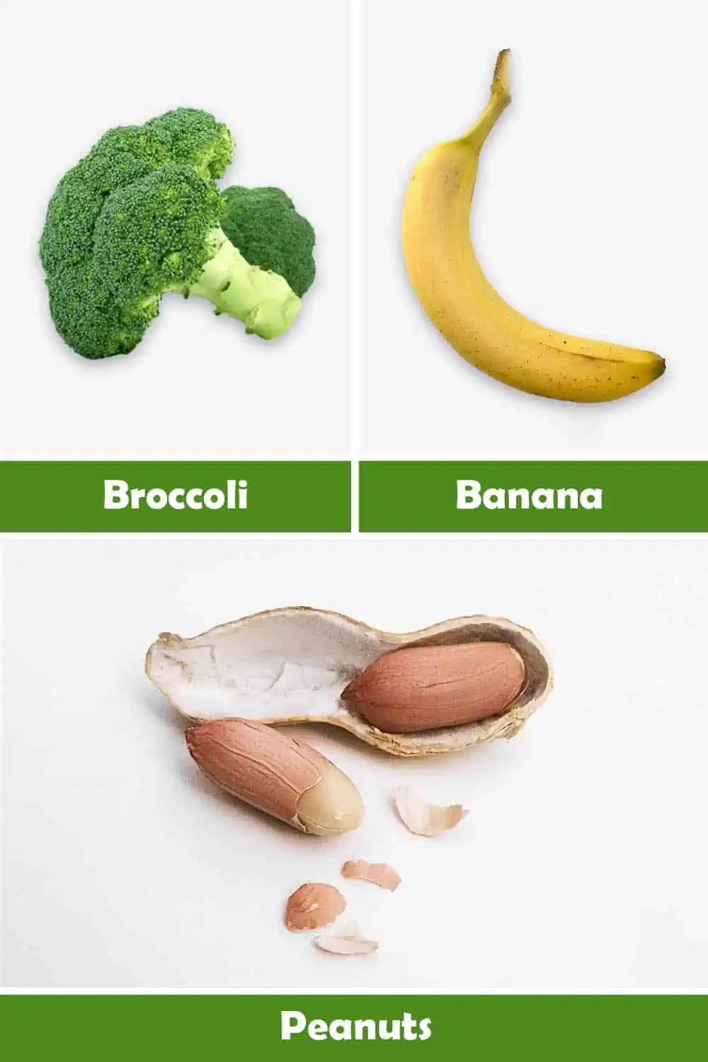 BROCCOLI, BANANA AND PEANUTS