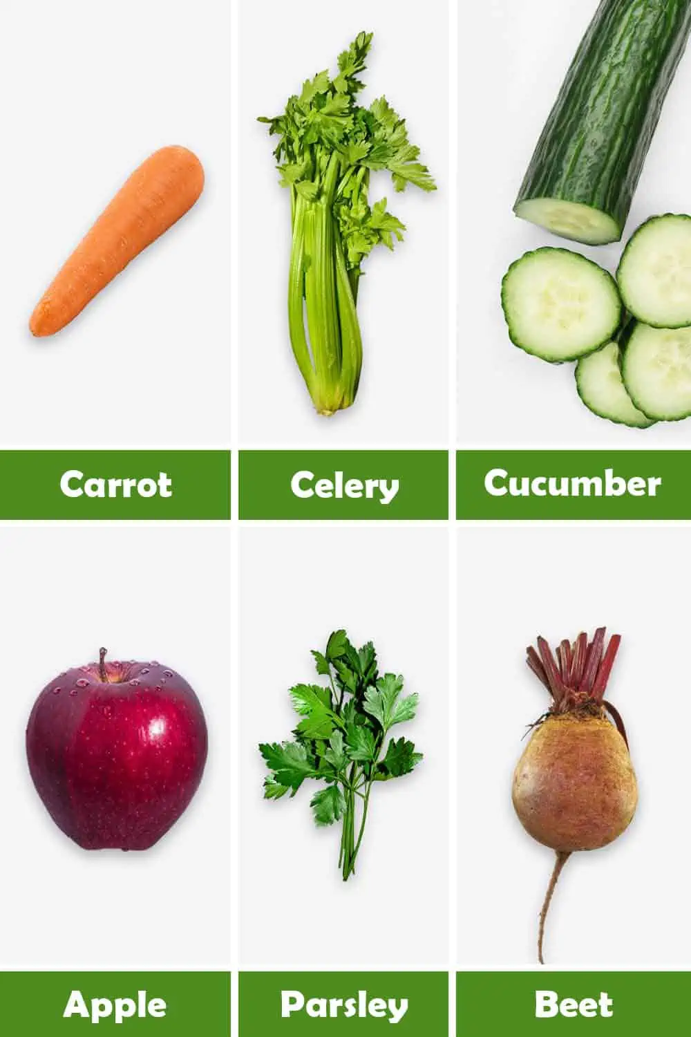 CARROT, CELERY, CUCUMBER, APPLE, PARSLEY AND BEET