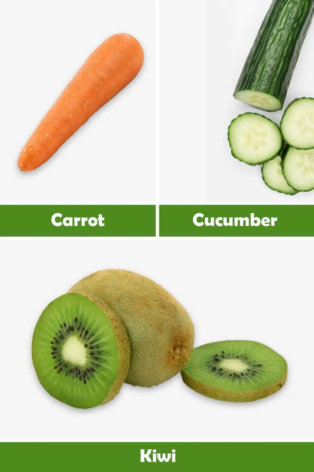 CARROT, CUCUMBER AND KIWI
