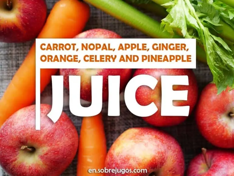 CARROT, NOPAL, APPLE, GINGER, ORANGE, CELERY AND PINEAPPLE JUICE