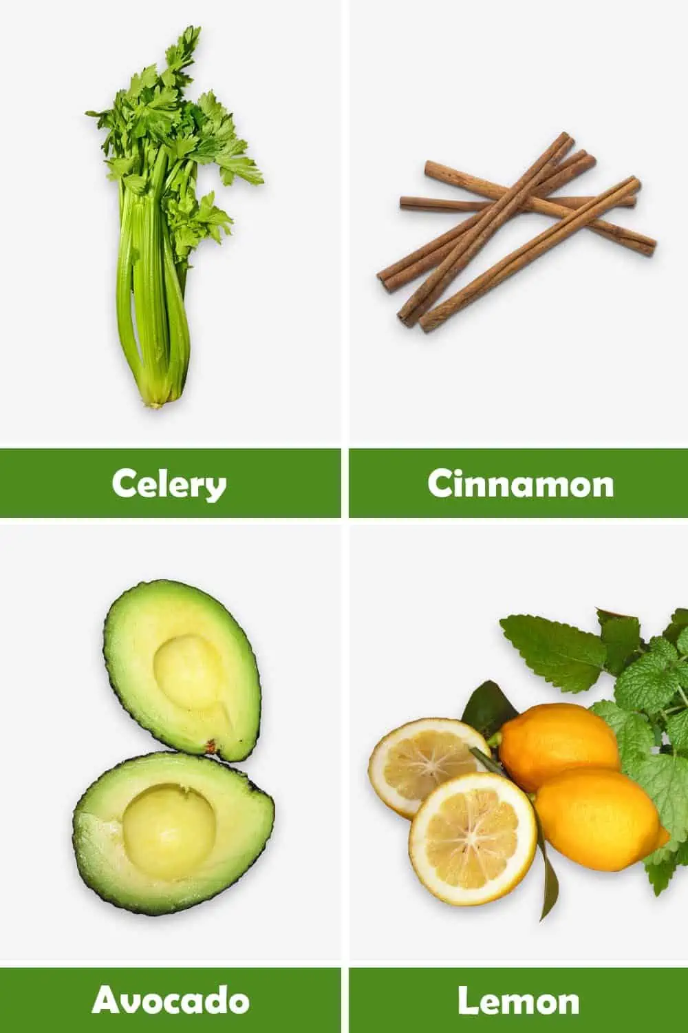CELERY, CINNAMON, AVOCADO AND LEMON