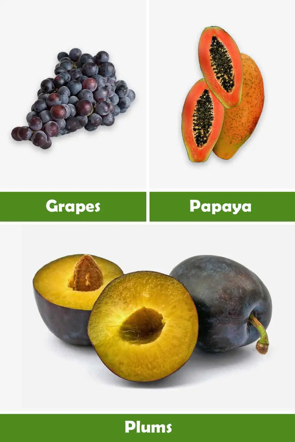 GRAPES, PAPAYA AND PLUMS