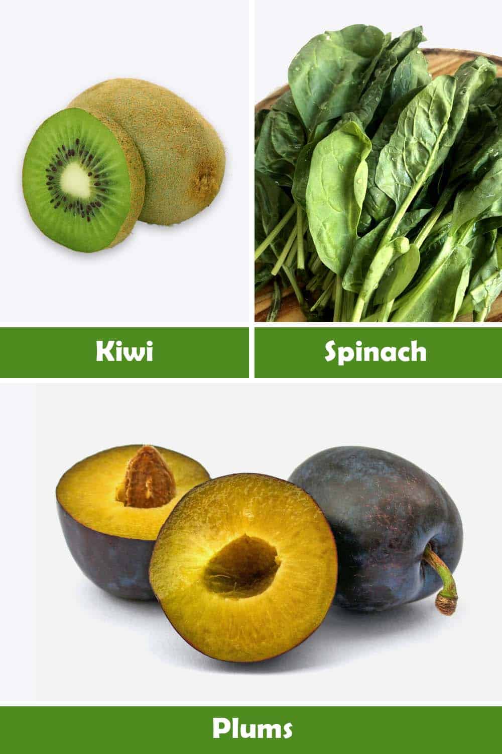 KIWI, SPINACH AND PLUMS