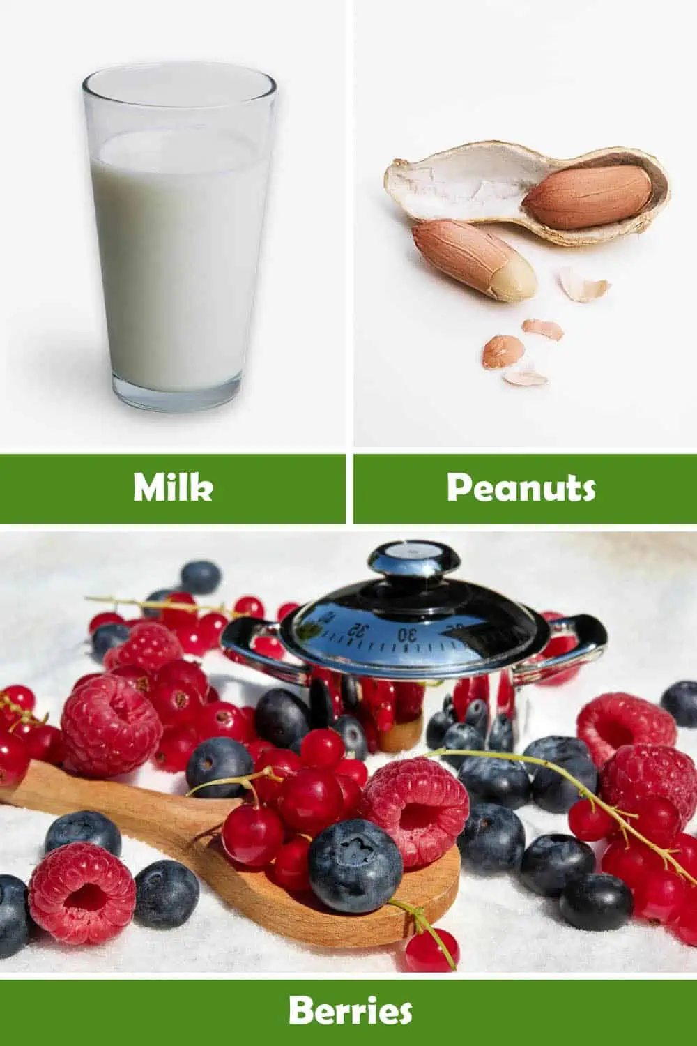 MILK, PEANUTS AND BERRIES