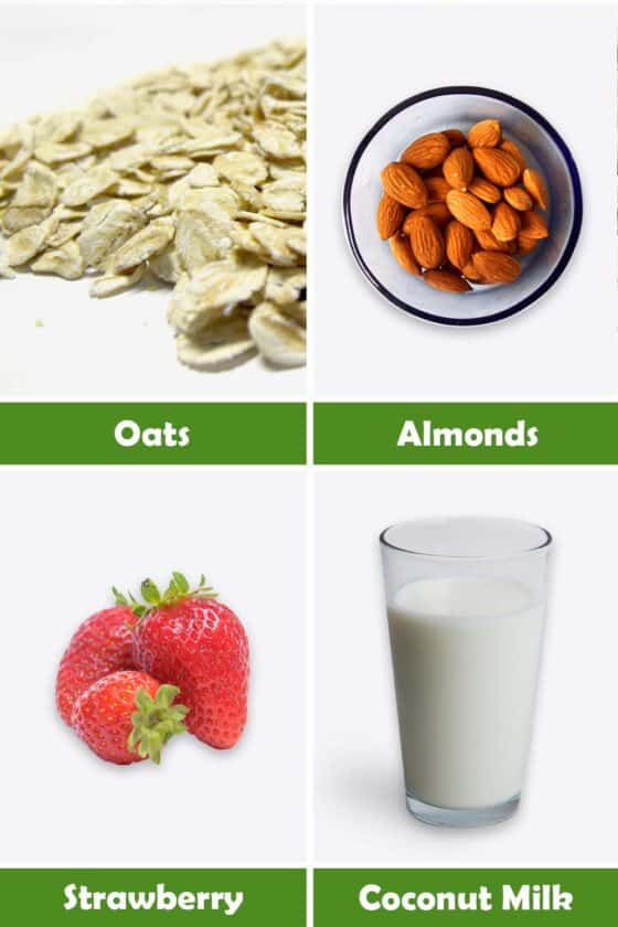 Oat, Almond, Strawberry and Coconut Milk Smoothie