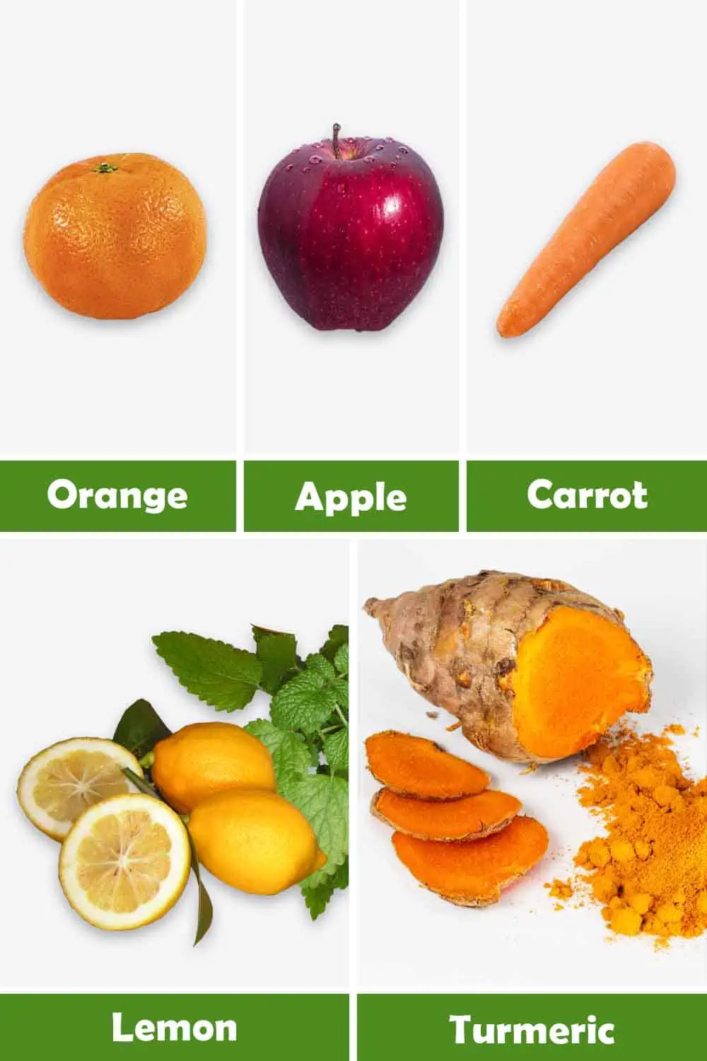 ORANGE, APPLE, CARROT, LEMON AND TURMERIC
