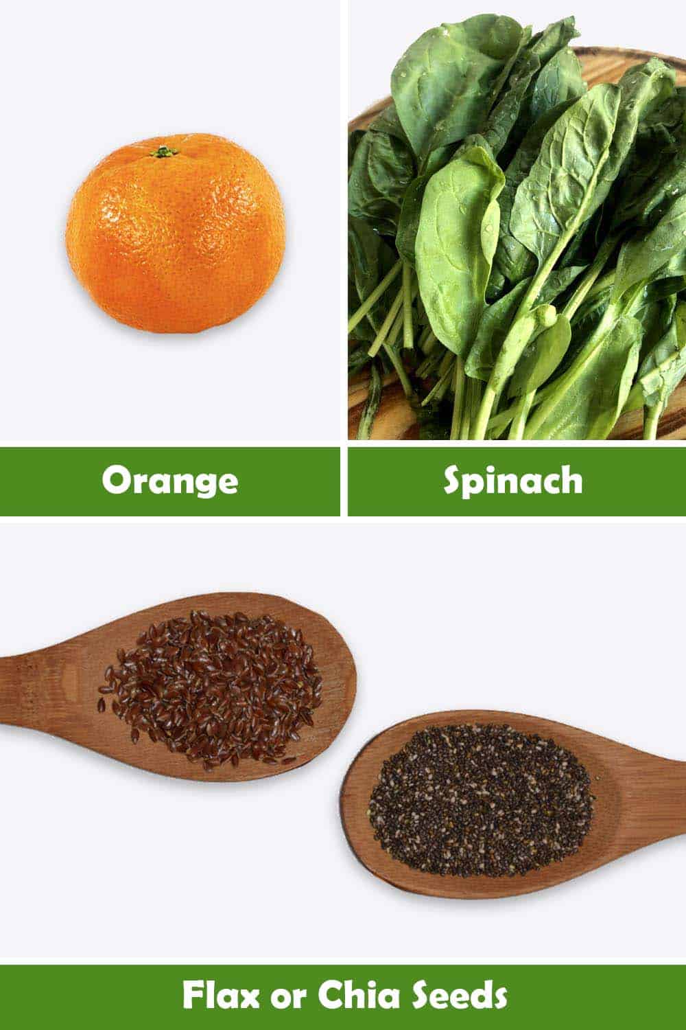 ORANGE, SPINACH AND FLAX - CHIA SEEDS