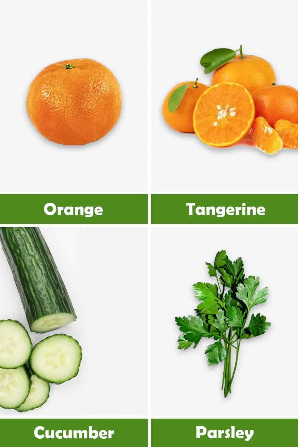 ORANGE, TANGERINE, CUCUMBER AND PARSLEY