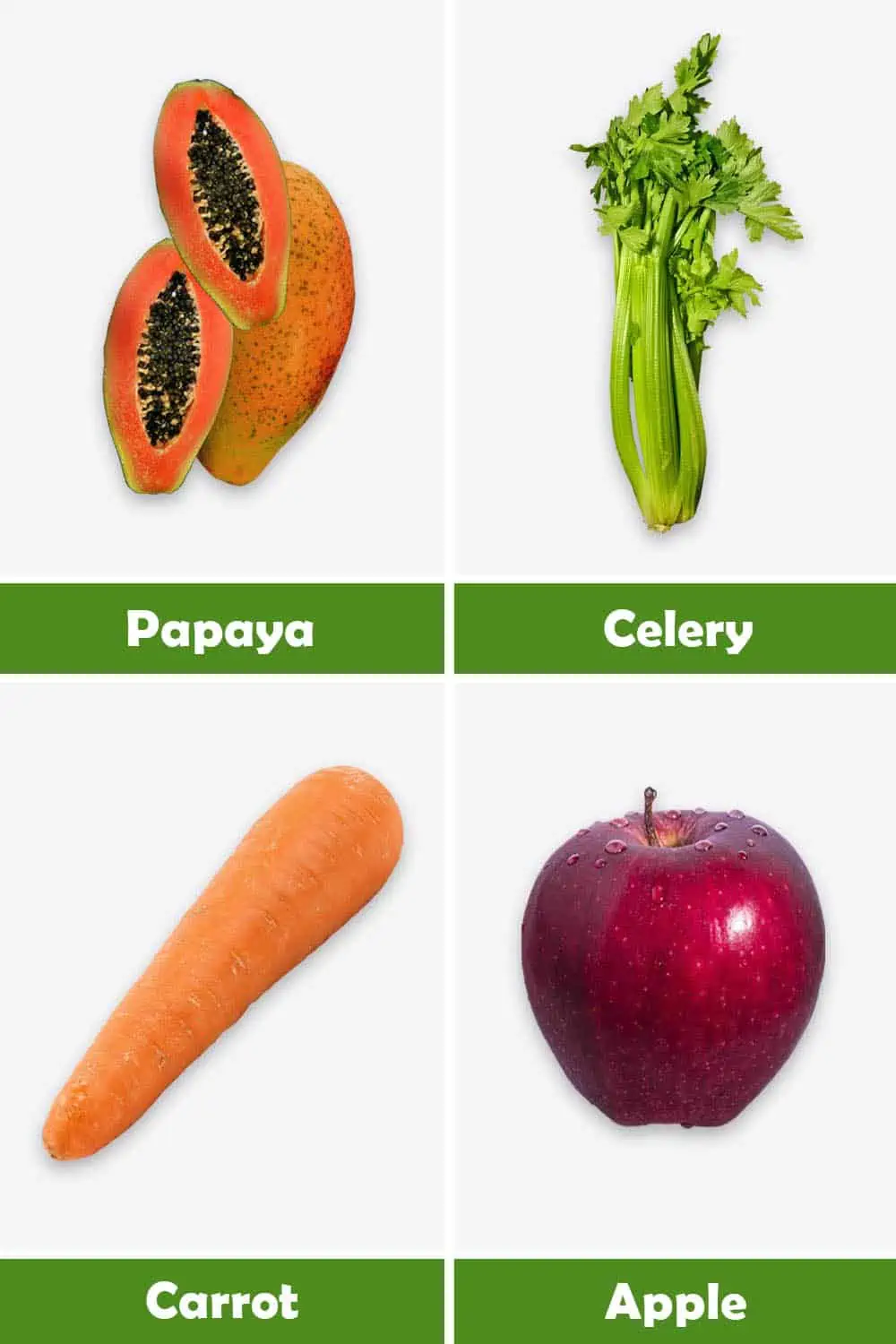 PAPAYA, CELERY, CARROT AND APPLE