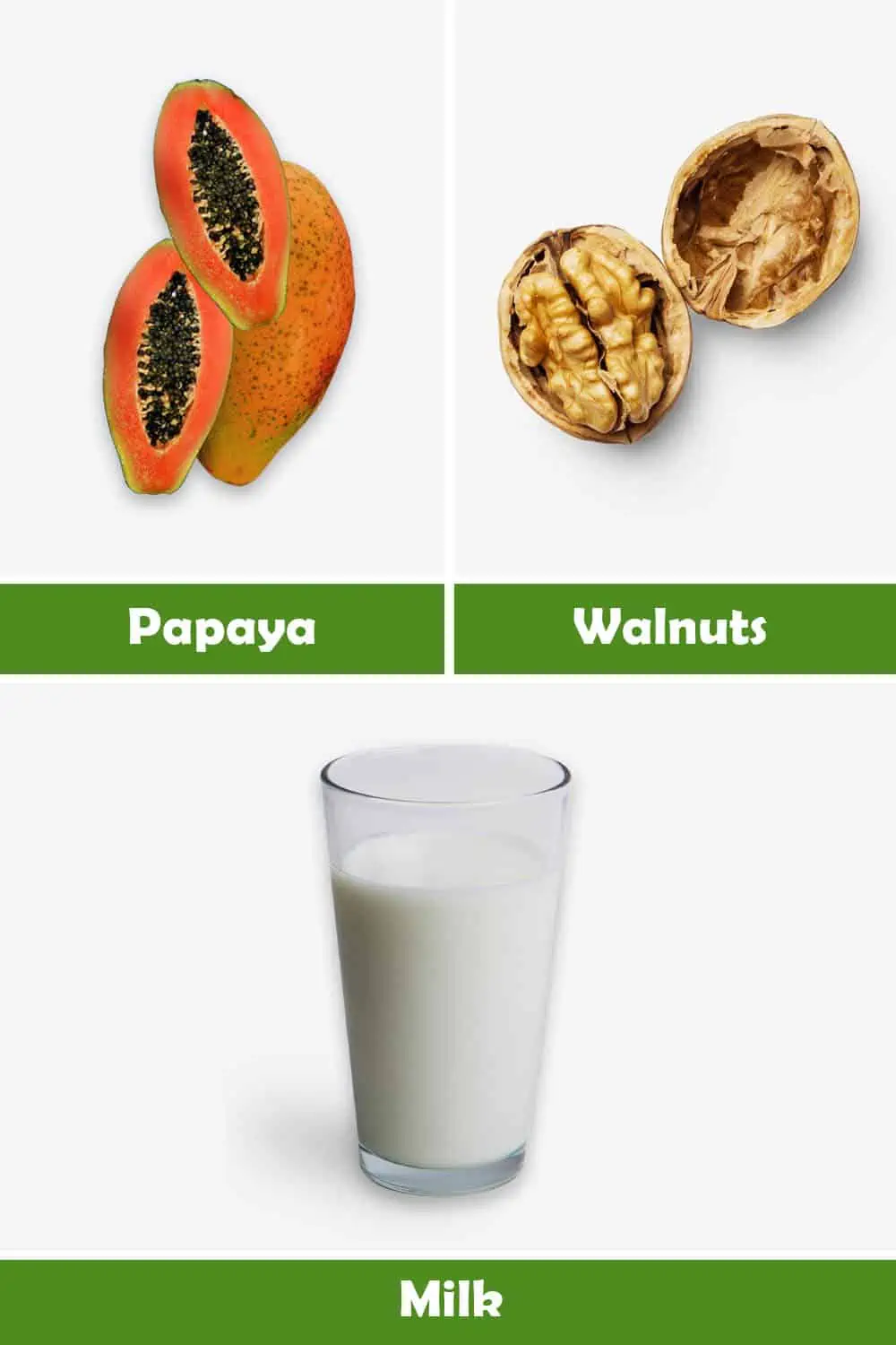 PAPAYA, WALNUTS AND MILK