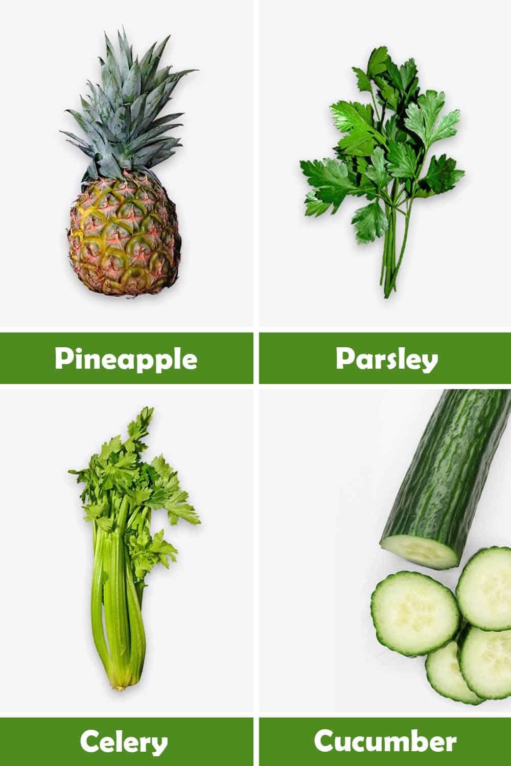 PINEAPPLE, PARSLEY, CELERY AND CUCUMBER