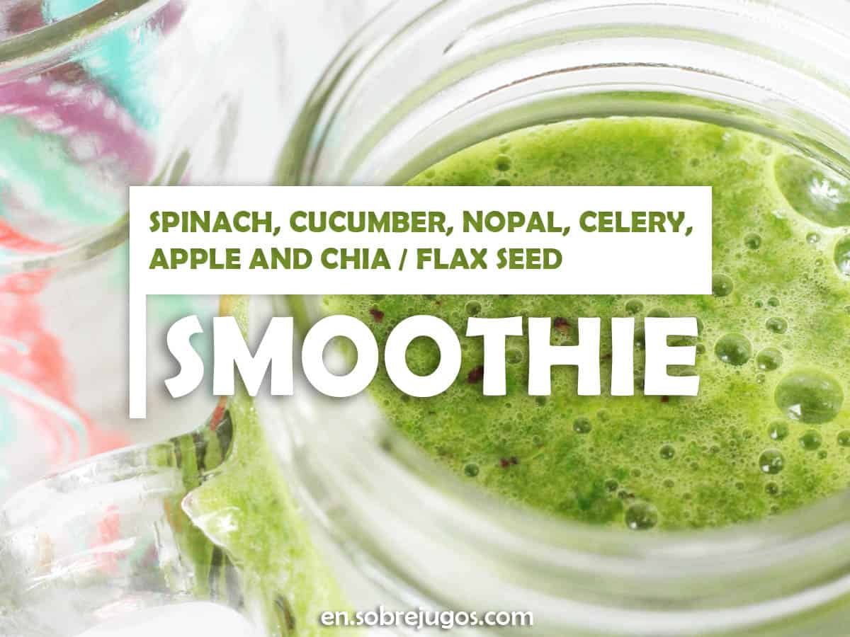 Spinach, Cucumber, Nopal, Celery, Apple and Chia / Flax Smoothie