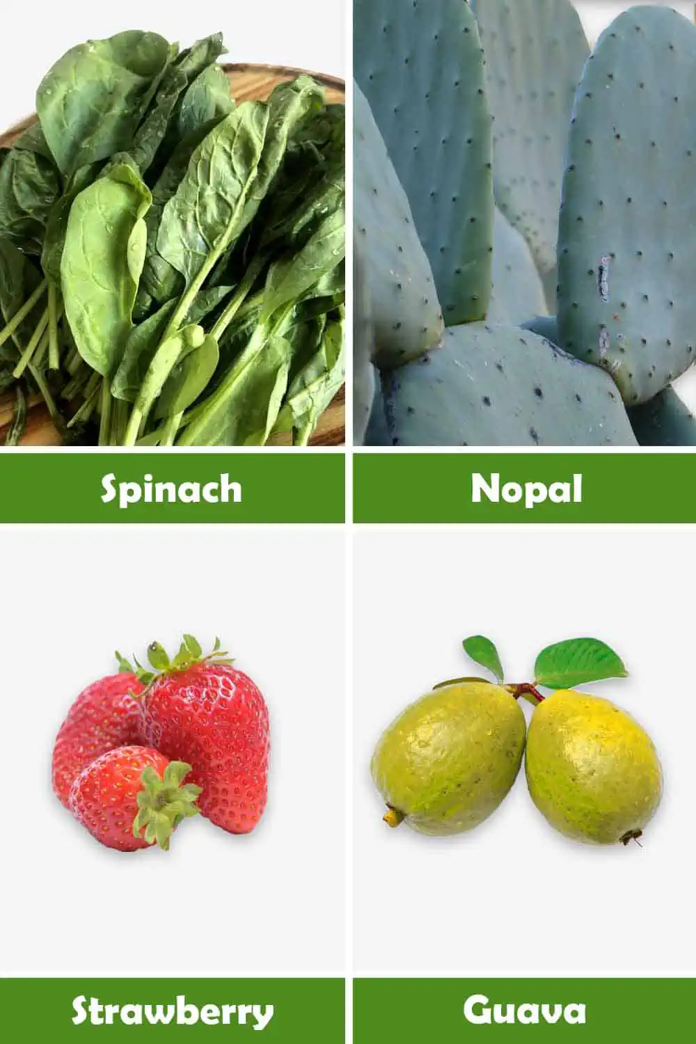 SPINACH, NOPAL, STRAWBERRY AND GUAVA