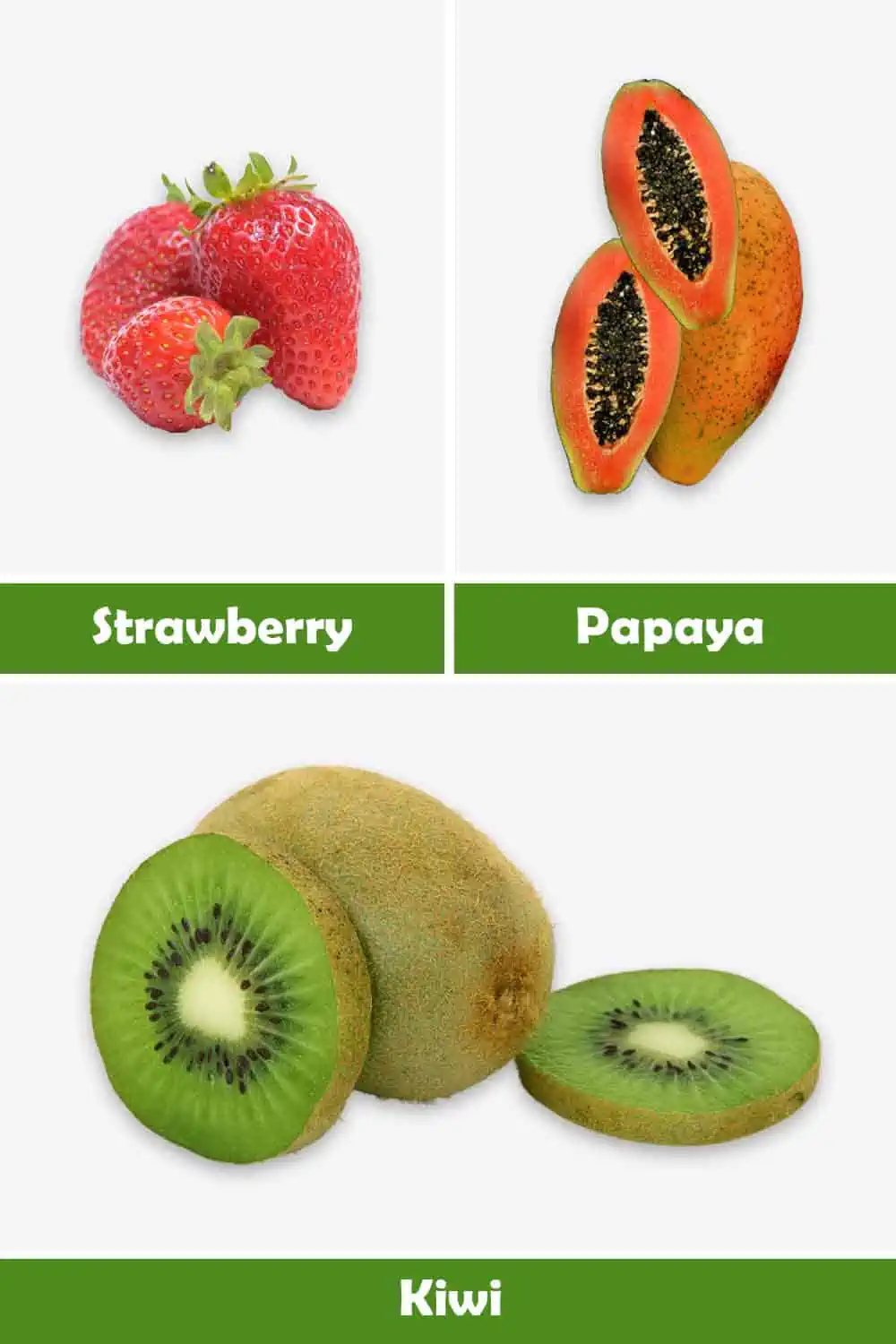 STRAWBERRY, PAPAYA AND KIWI